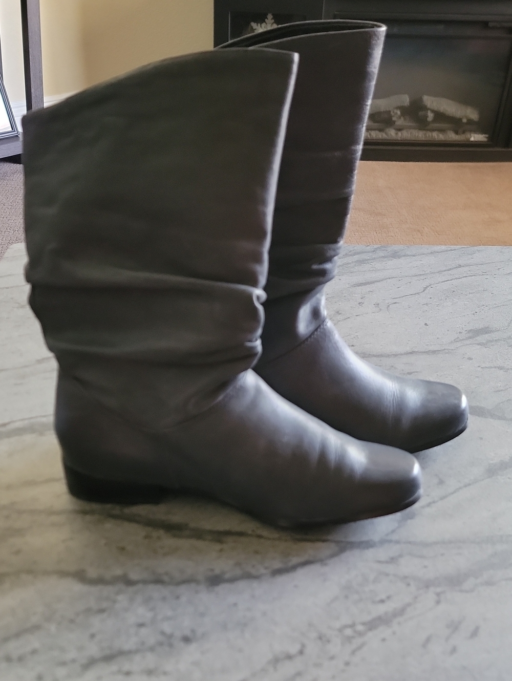ST. JOHN'S BAY JAMIE Leather Upper Slouchy Boot Blue Size 8M